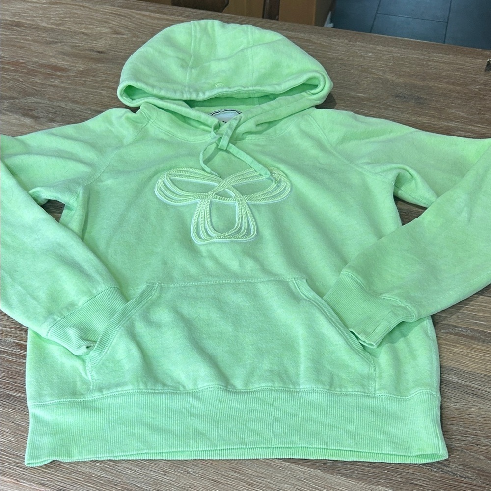 Baltic Aritzia TNA Green Hooded Sweatshirt with Embroidered Design small